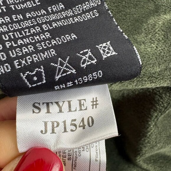 Green Winter Coat Puffer Jacket Faux Fur Removable Hood Sz 1X (Fits Like Large) - Picture 13 of 15